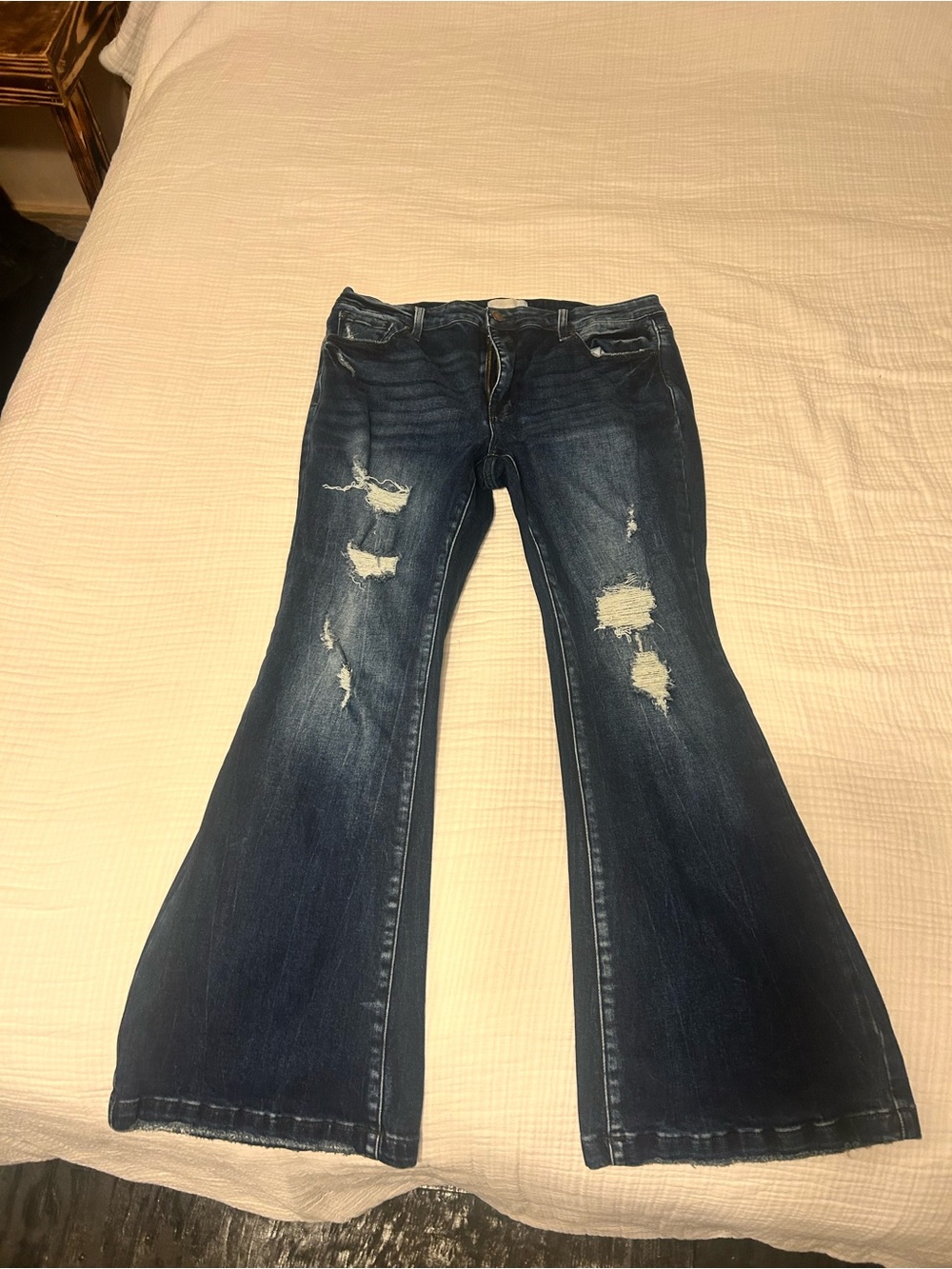 Women's Distressed Dark Blue Flare Jeans New Never Worn MY GIRL Bailey made co